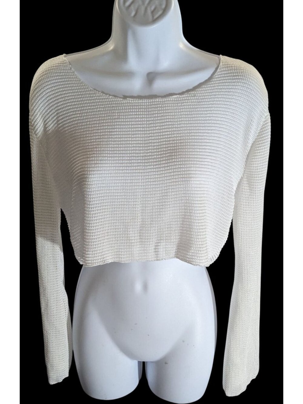 Mesh Long Sleeve Crop Top White Summer Rave Festival